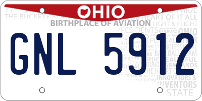 OH license plate GNL5912