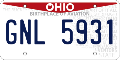 OH license plate GNL5931