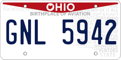 OH license plate GNL5942