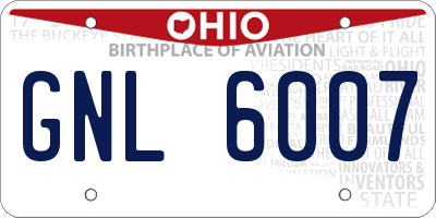 OH license plate GNL6007