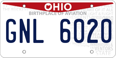 OH license plate GNL6020