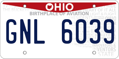 OH license plate GNL6039