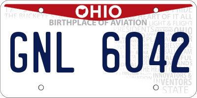OH license plate GNL6042