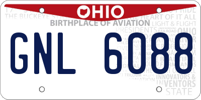 OH license plate GNL6088