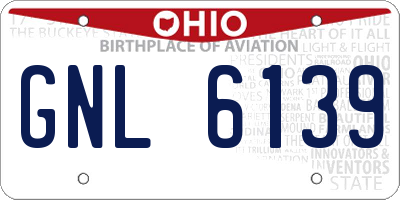 OH license plate GNL6139