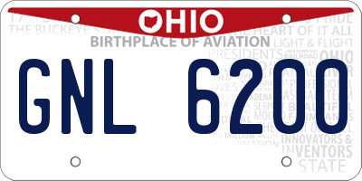 OH license plate GNL6200
