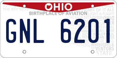 OH license plate GNL6201