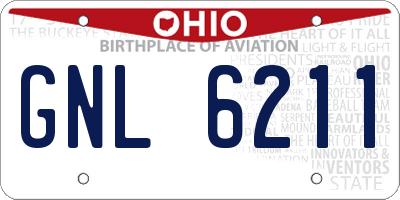 OH license plate GNL6211