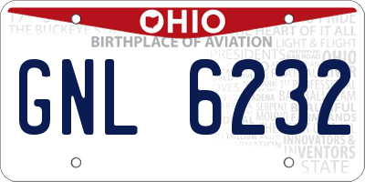 OH license plate GNL6232