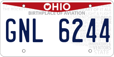 OH license plate GNL6244