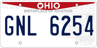 OH license plate GNL6254