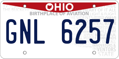 OH license plate GNL6257