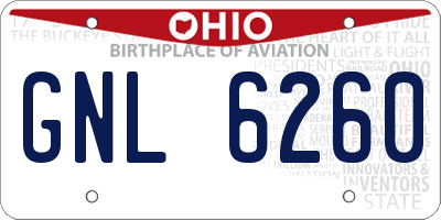 OH license plate GNL6260