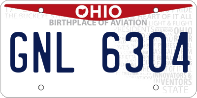 OH license plate GNL6304
