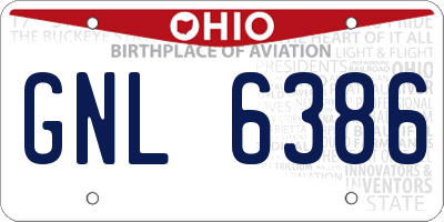 OH license plate GNL6386