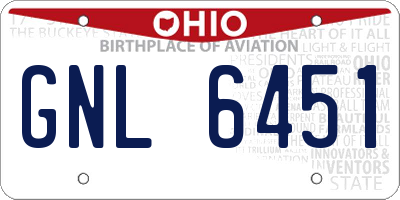 OH license plate GNL6451