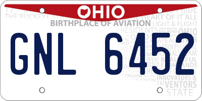 OH license plate GNL6452