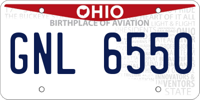 OH license plate GNL6550