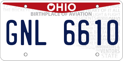 OH license plate GNL6610
