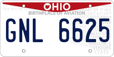 OH license plate GNL6625