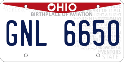 OH license plate GNL6650