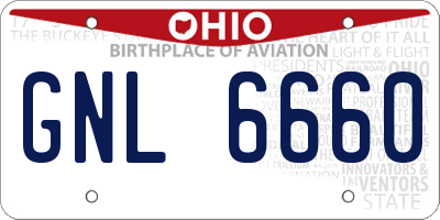 OH license plate GNL6660