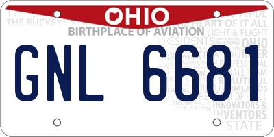 OH license plate GNL6681