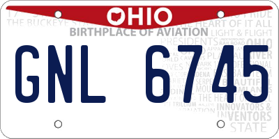 OH license plate GNL6745