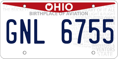 OH license plate GNL6755