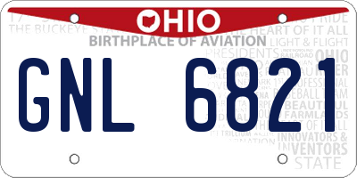 OH license plate GNL6821