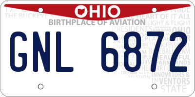 OH license plate GNL6872