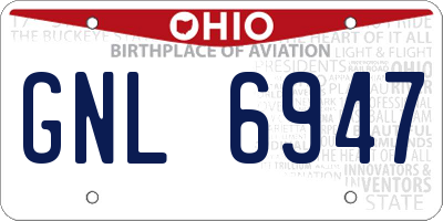 OH license plate GNL6947