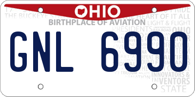 OH license plate GNL6990