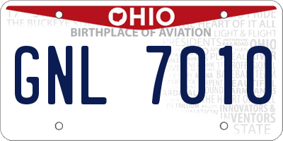 OH license plate GNL7010
