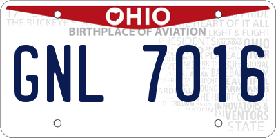OH license plate GNL7016