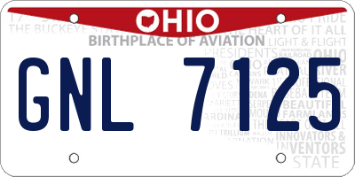 OH license plate GNL7125