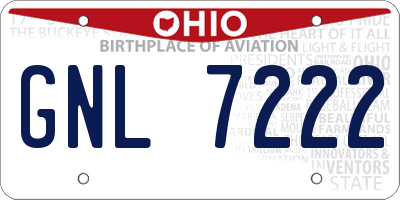 OH license plate GNL7222
