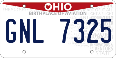 OH license plate GNL7325