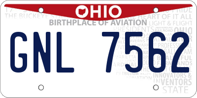 OH license plate GNL7562