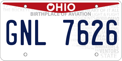 OH license plate GNL7626