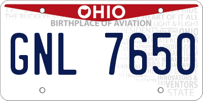 OH license plate GNL7650