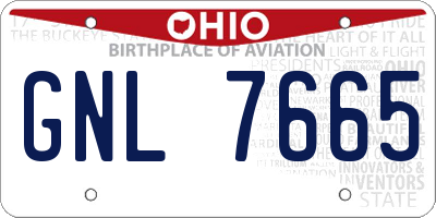 OH license plate GNL7665