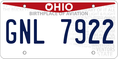 OH license plate GNL7922