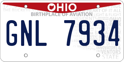 OH license plate GNL7934
