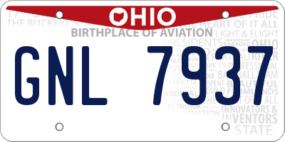 OH license plate GNL7937