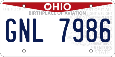 OH license plate GNL7986