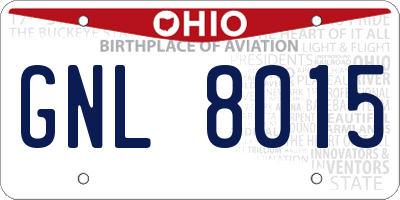 OH license plate GNL8015