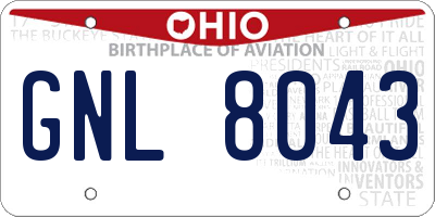 OH license plate GNL8043