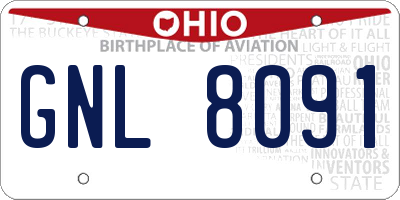 OH license plate GNL8091