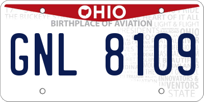 OH license plate GNL8109